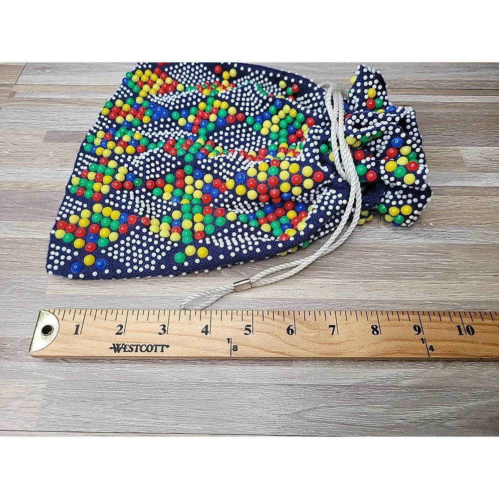 Vintage Retro Purse Candy Button Beads Multicolor Pouch Purse Festival Summer‎